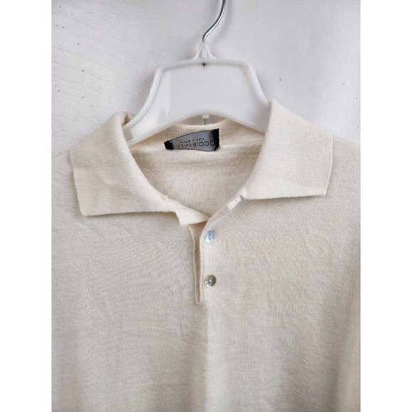 𝅺CONFRIDDO Off White Wool Blend 1/4 Button Collared Pullover Sweater Large - Picture 2 of 6